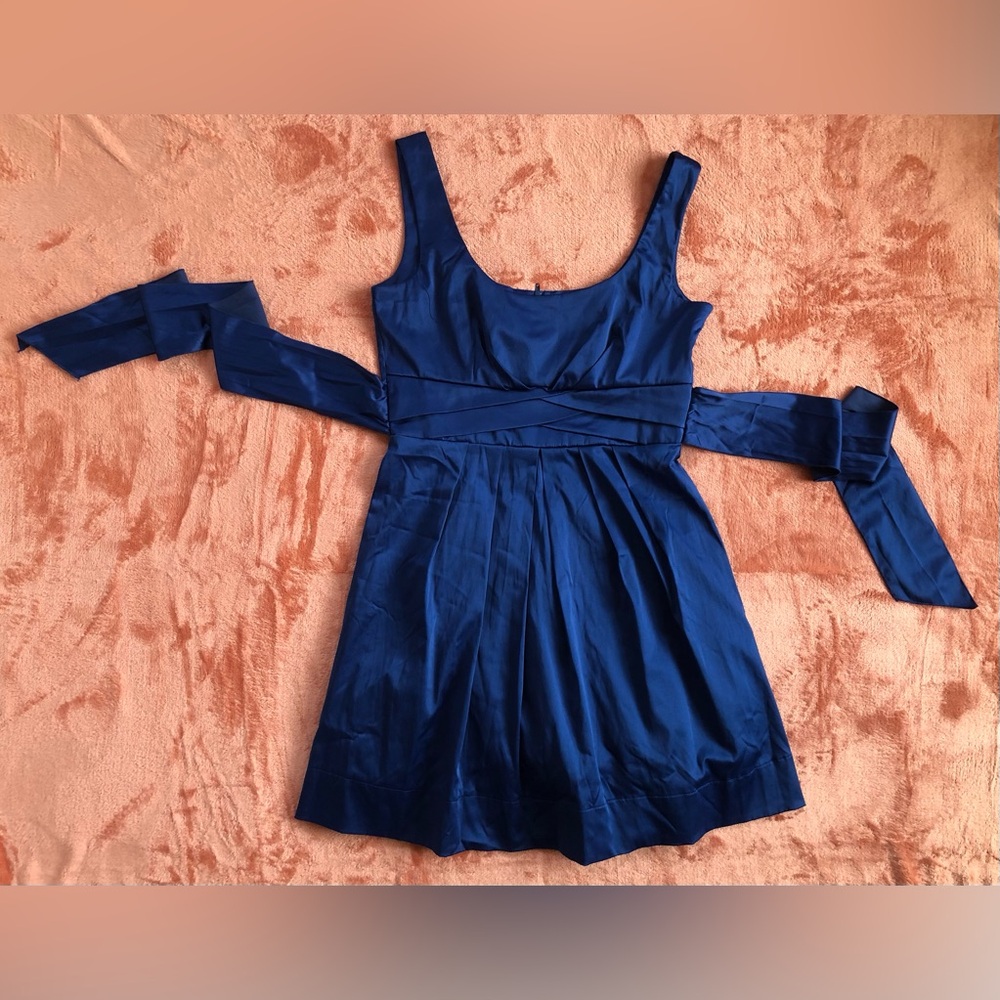 Vintage Teeze Me Royal Blue Satin Mini Dress Y2K Sz 11